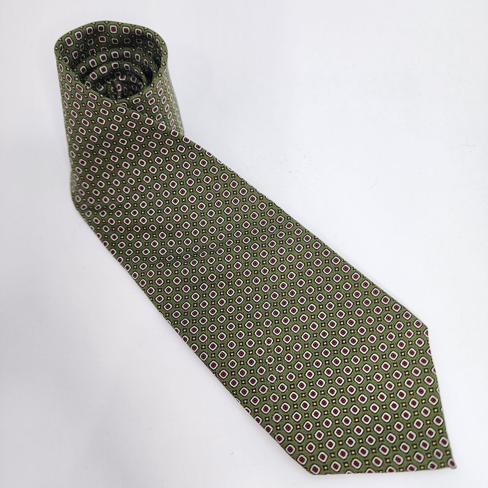 Polo University by Ralph Lauren‎ Green Tie Silk USA Geometric